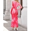 image:imageZESICA Womens Long Sleeve Floral Maxi Dress 2026 Fall Off Shoulder Bodycon Ruched Mesh Cocktail Wedding Guest DressesPink