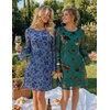 image:imageZESICA Womens Long Sleeve Floral Mesh Bodycon Mini DressesDark Green