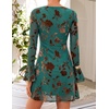 image:imageZESICA Womens Long Sleeve Floral Mesh Bodycon Mini DressesDark Green