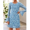 image:imageZESICA Womens Long Sleeve Floral Mesh Bodycon Mini DressesDusty Blue