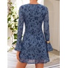 image:imageZESICA Womens Long Sleeve Floral Mesh Bodycon Mini DressesHaze Blue