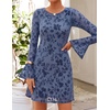 image:imageZESICA Womens Long Sleeve Floral Mesh Bodycon Mini DressesHaze Blue