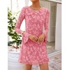 image:imageZESICA Womens Long Sleeve Floral Mesh Bodycon Mini DressesPink