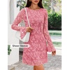 image:imageZESICA Womens Long Sleeve Floral Mesh Bodycon Mini DressesPink