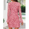 image:imageZESICA Womens Long Sleeve Floral Mesh Bodycon Mini DressesPink