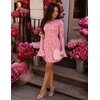 image:imageZESICA Womens Long Sleeve Floral Mesh Bodycon Mini DressesPink