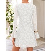 image:imageZESICA Womens Long Sleeve Floral Mesh Bodycon Mini DressesWhite