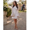 image:imageZESICA Womens Long Sleeve Floral Mesh Bodycon Mini DressesWhite