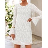 image:imageZESICA Womens Long Sleeve Floral Mesh Bodycon Mini DressesWhite