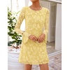 image:imageZESICA Womens Long Sleeve Floral Mesh Bodycon Mini DressesYellow