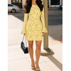 image:imageZESICA Womens Long Sleeve Floral Mesh Bodycon Mini DressesYellow