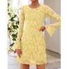 image:imageZESICA Womens Long Sleeve Floral Mesh Bodycon Mini DressesYellow