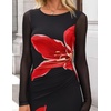 image:imageZESICA Womens Long Sleeve Floral Side Slit Bodycon Maxi DressesBlack