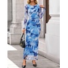 image:imageZESICA Womens Long Sleeve Floral Side Slit Bodycon Maxi DressesBlue