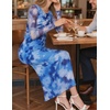 image:imageZESICA Womens Long Sleeve Floral Side Slit Bodycon Maxi DressesBlue