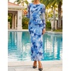 image:imageZESICA Womens Long Sleeve Floral Side Slit Bodycon Maxi DressesBlue