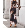 image:imageZESICA Womens Long Sleeve Floral Side Slit Bodycon Maxi DressesBrown