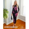 image:imageZESICA Womens Long Sleeve Floral Side Slit Bodycon Maxi DressesPurple