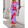 image:imageZESICA Womens Long Sleeve Floral Side Slit Bodycon Maxi DressesViolets