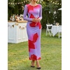 image:imageZESICA Womens Long Sleeve Floral Side Slit Bodycon Maxi DressesViolets