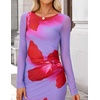 image:imageZESICA Womens Long Sleeve Floral Side Slit Bodycon Maxi DressesViolets