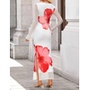 image:imageZESICA Womens Long Sleeve Floral Side Slit Bodycon Maxi DressesWhite
