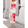 image:imageZESICA Womens Long Sleeve Floral Side Slit Bodycon Maxi DressesWhite