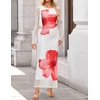 image:imageZESICA Womens Long Sleeve Floral Side Slit Bodycon Maxi DressesWhite