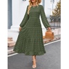 image:imageZESICA Womens Long Sleeve Swiss Dot Maxi Wedding Guest DressesArmy Green