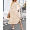 image:imageZESICA Womens Long Sleeve Swiss Dot Maxi Wedding Guest DressesBeige