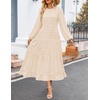 image:imageZESICA Womens Long Sleeve Swiss Dot Maxi Wedding Guest DressesBeige