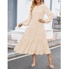 image:imageZESICA Womens Long Sleeve Swiss Dot Maxi Wedding Guest DressesBeige