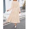 image:imageZESICA Womens Long Sleeve Swiss Dot Maxi Wedding Guest DressesBeige