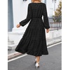 image:imageZESICA Womens Long Sleeve Swiss Dot Maxi Wedding Guest DressesBlack