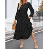 image:imageZESICA Womens Long Sleeve Swiss Dot Maxi Wedding Guest DressesBlack