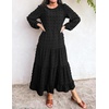 image:imageZESICA Womens Long Sleeve Swiss Dot Maxi Wedding Guest DressesBlack