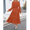 image:imageZESICA Womens Long Sleeve Swiss Dot Maxi Wedding Guest DressesBrick Red