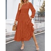image:imageZESICA Womens Long Sleeve Swiss Dot Maxi Wedding Guest DressesBrick Red