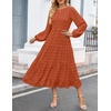 image:imageZESICA Womens Long Sleeve Swiss Dot Maxi Wedding Guest DressesBrick Red