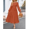 image:imageZESICA Womens Long Sleeve Swiss Dot Maxi Wedding Guest DressesBrick Red
