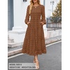 image:imageZESICA Womens Long Sleeve Swiss Dot Maxi Wedding Guest DressesBrown