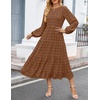 image:imageZESICA Womens Long Sleeve Swiss Dot Maxi Wedding Guest DressesBrown