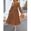 image:imageZESICA Womens Long Sleeve Swiss Dot Maxi Wedding Guest DressesBrown