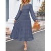image:imageZESICA Womens Long Sleeve Swiss Dot Maxi Wedding Guest DressesDusty Blue