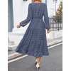 image:imageZESICA Womens Long Sleeve Swiss Dot Maxi Wedding Guest DressesDusty Blue