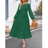 image:imageZESICA Womens Long Sleeve Swiss Dot Maxi Wedding Guest DressesGreen