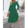 image:imageZESICA Womens Long Sleeve Swiss Dot Maxi Wedding Guest DressesGreen