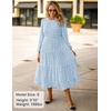image:imageZESICA Womens Long Sleeve Swiss Dot Maxi Wedding Guest DressesLight Blue