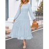 image:imageZESICA Womens Long Sleeve Swiss Dot Maxi Wedding Guest DressesLight Blue