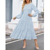 image:imageZESICA Womens Long Sleeve Swiss Dot Maxi Wedding Guest DressesLight Blue